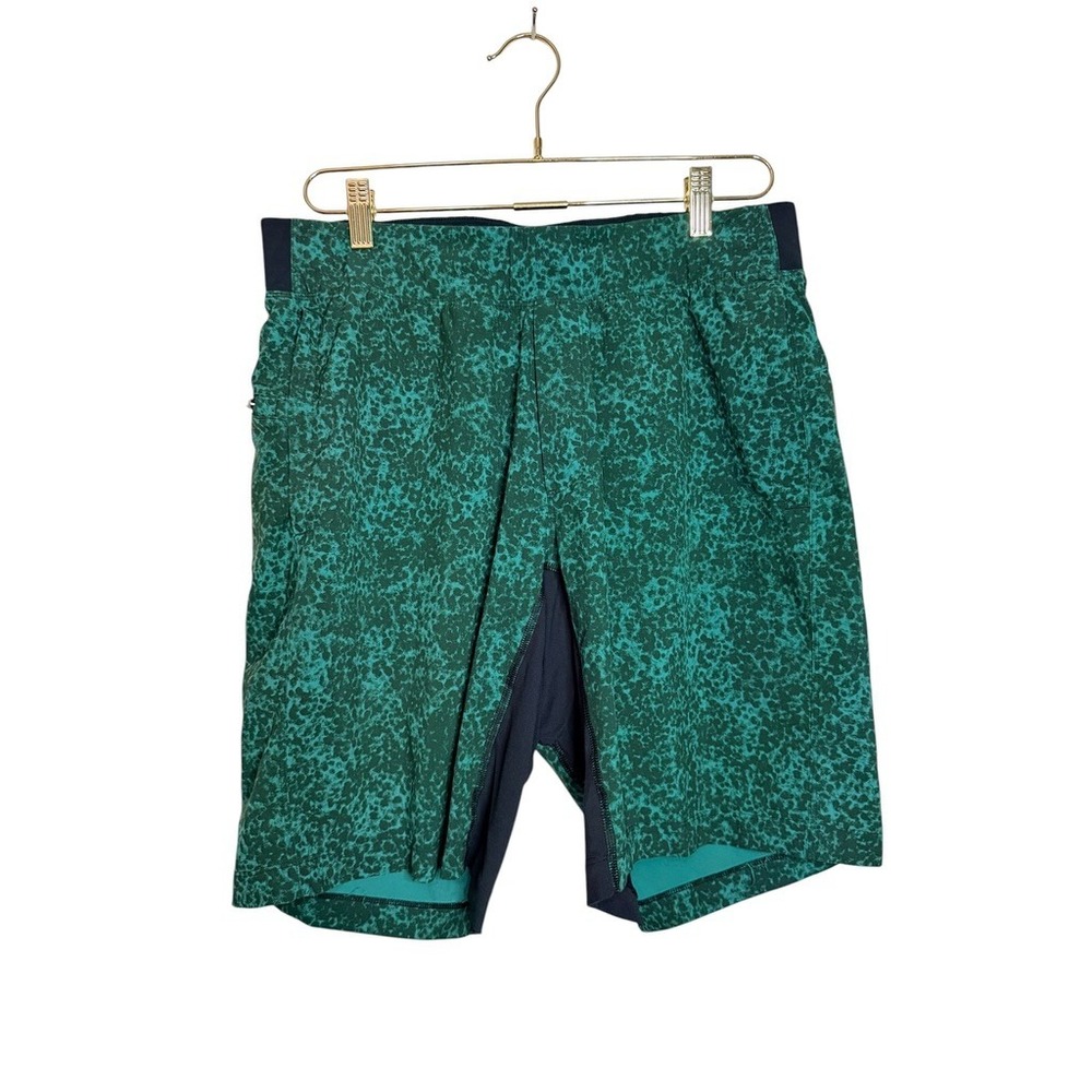 Lululemon Mens‎ THE Short 9 Inch Liner Green Abstract Print Athletic Shorts L